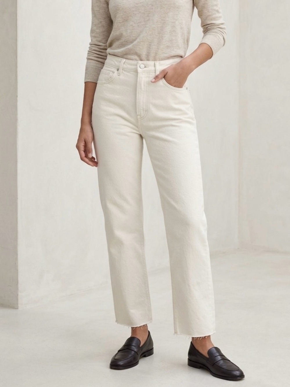 JBD Just Black Denim High Waisted Wide Leg Jean in Ivory Women’s Size 31 NWOT